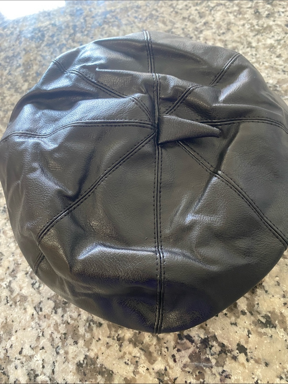 Black Leather woman's  Beret Hat - Classic Style